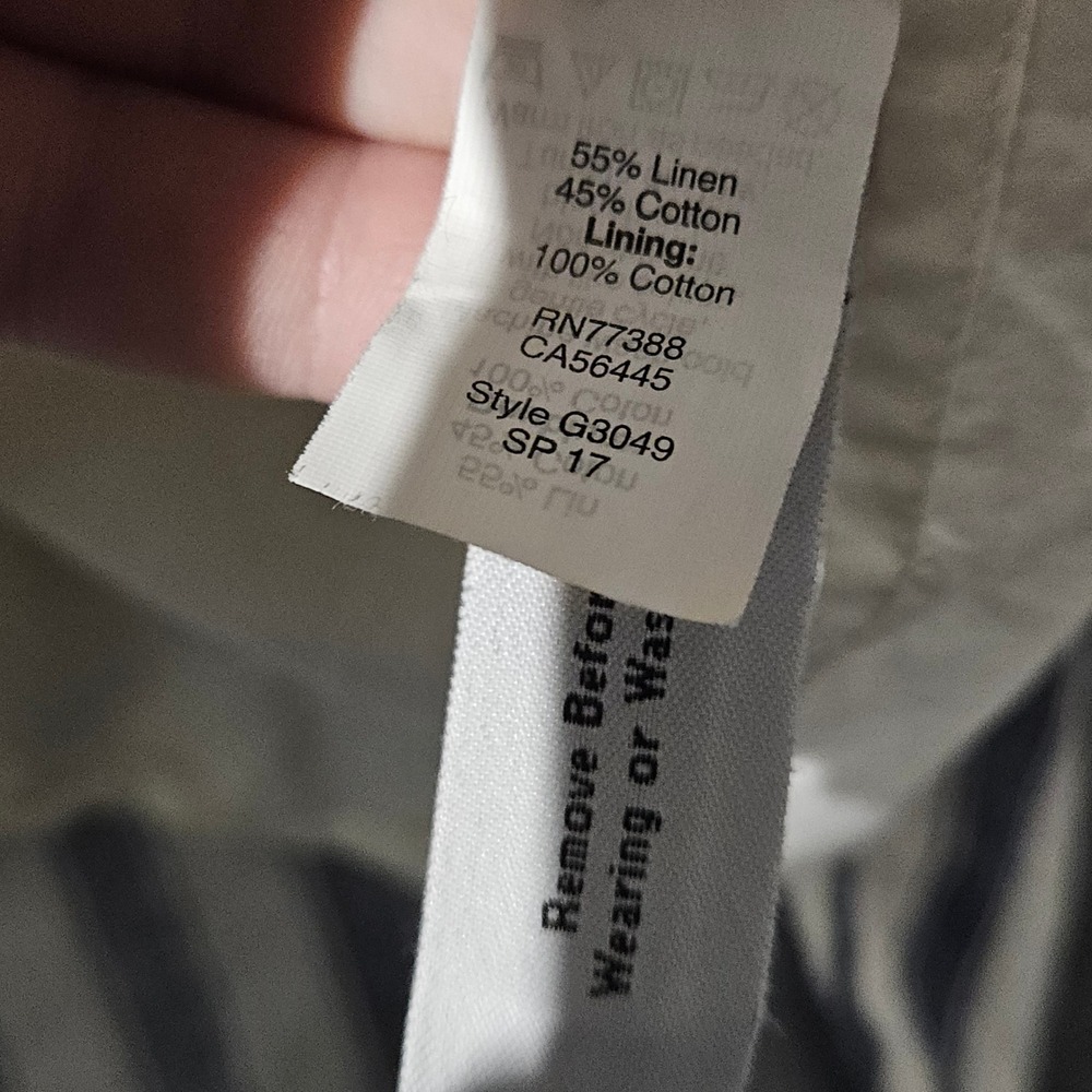 Madewell Striped Lace Up Tunic Dress Women XS Blue White Linen Blend G3049 - Picture 4 of 9